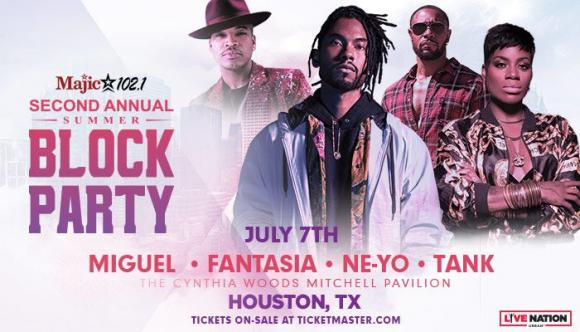 Majic 102.1 Summer Block Party: Miguel, Fantasia, Ne-Yo & Tank at Cynthia Woods Mitchell Pavilion